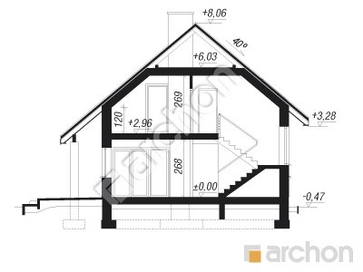 Проєкт будинку ARCHON+ Будинок в джонатанах 2 (Г2) Розріз будинку
