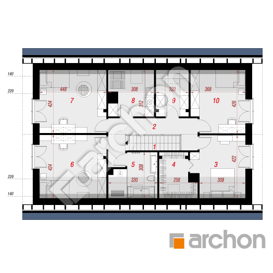 Проект будинку ARCHON+ Будинок в аурорах 14 (Г2) План мансандри