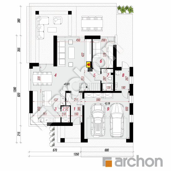 Проект дома ARCHON+ Вилла Элиза 5 (Г2) План першого поверху