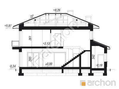 Проект дома ARCHON+ Вилла Элиза 5 (Г2) Розріз будинку