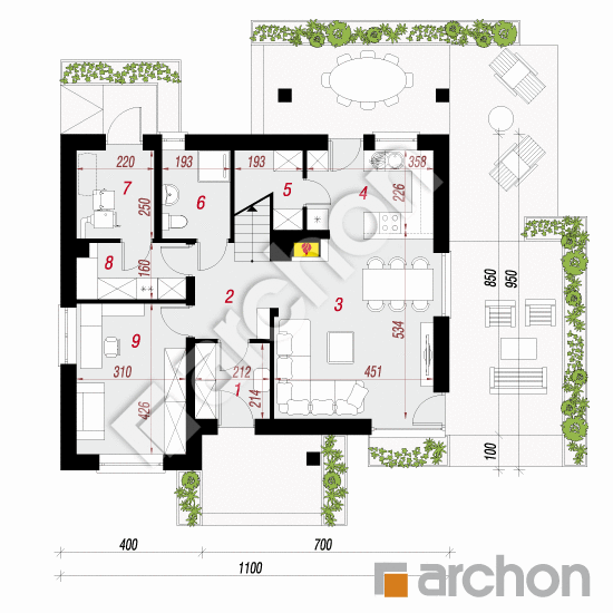 Проект дома ARCHON+ Дом в яблонках 11 План першого поверху