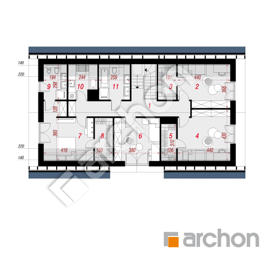 Проект дома ARCHON+ Дом в яблонках 17 (Г2) План мансандри