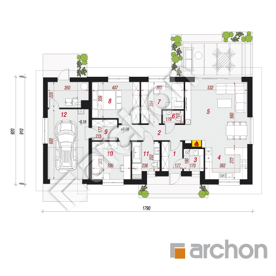 Проект дома ARCHON+ Дом в овсянницах 4 (Г) План першого поверху