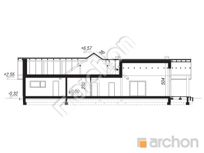 Проєкт будинку ARCHON+ Будинок в мажанках 3 (Г2) Розріз будинку