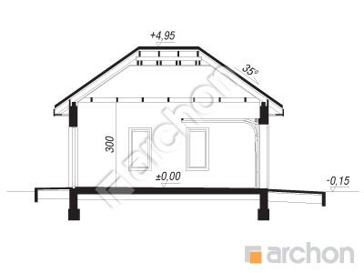Проєкт будинку ARCHON+ Г33 - Одномісний гараж Розріз будинку