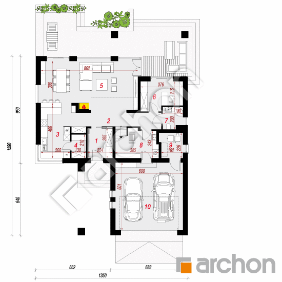 Проект будинку ARCHON+ Будинок в сантині 2 (Г2) План першого поверху