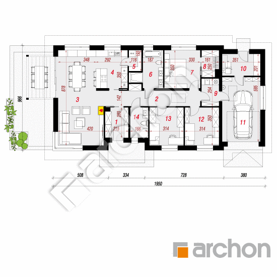 Проект дома ARCHON+ Дом в мекинтошах 7 План першого поверху