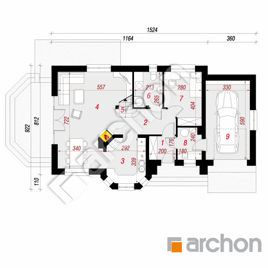 Проект будинку ARCHON+ Будинок в ананасах 2 вер.2 План першого поверху