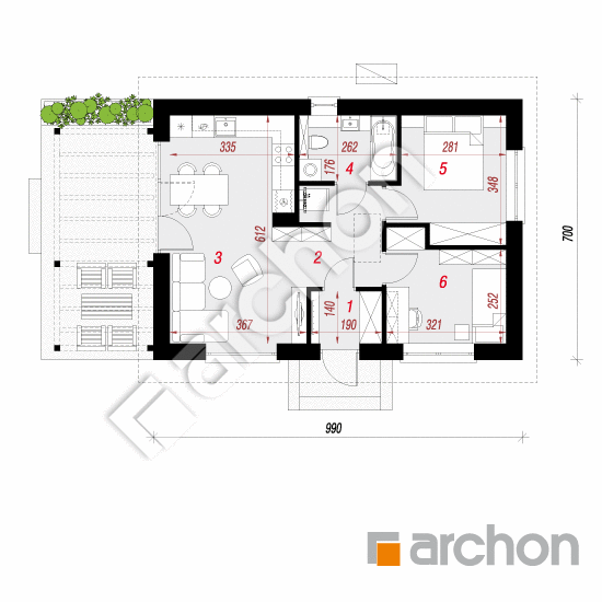Проект будинку ARCHON+ Будинок в коручках 7 ВДЕ План першого поверху