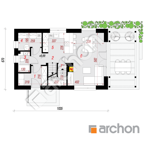 Проект будинку ARCHON+ Будинок в азаліях 3 План першого поверху