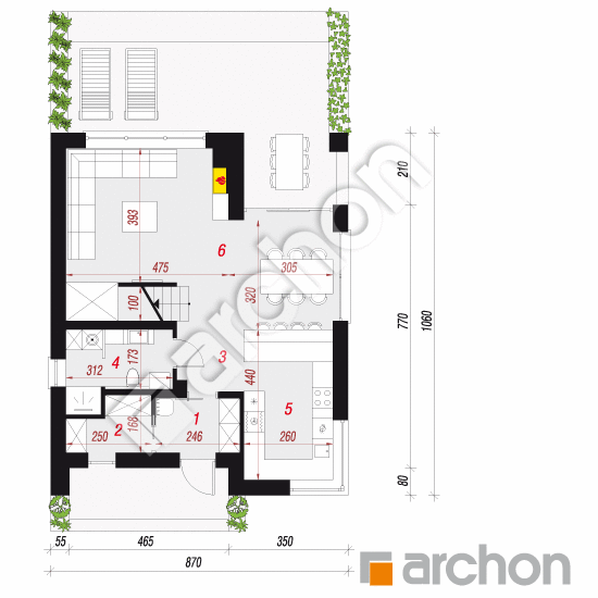 Проект будинку ARCHON+ Будинок у топазах План першого поверху