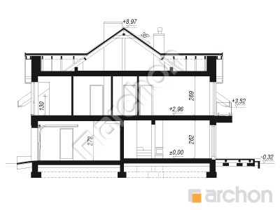 Проект дома ARCHON+ Дом под гинко 21 (ГР2) Розріз будинку