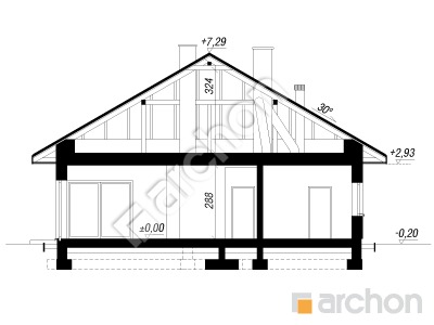 Проєкт будинку ARCHON+ Будинок в хакетіях (E) ВДЕ Розріз будинку