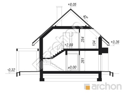 Проект дома ARCHON+ Дом в хлорофитуме 12 (Г) Розріз будинку