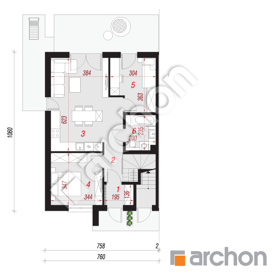 Проект будинку ARCHON+ Будинок при тракті 2 (Р2ВА) План першого поверху