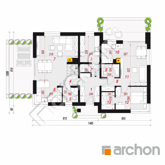 Проект будинку ARCHON+ Будинок в вільцях вер.3 План першого поверху