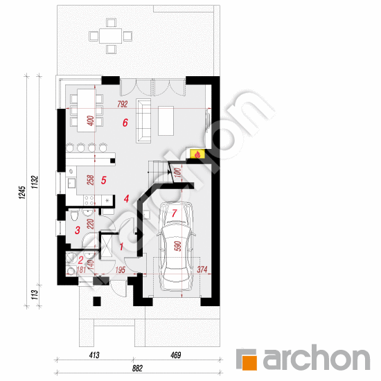 Проект дома ARCHON+ Вилла Юлия 7 План першого поверху