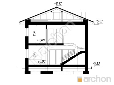 Проект дома ARCHON+ Вилла Юлия 7 Розріз будинку