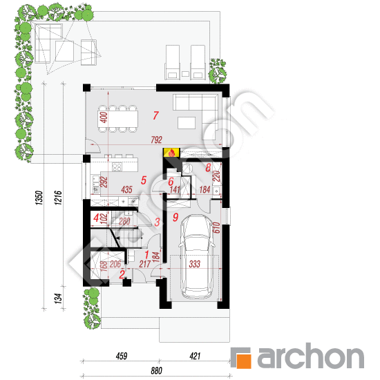 Проект будинку ARCHON+ Будинок в брабрантах План першого поверху