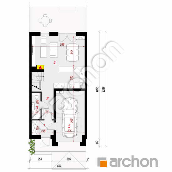 Проект дома ARCHON+ Дом под гинко 16 (ГСА) План першого поверху