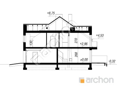 Проект дома ARCHON+ Дом под гинко 16 (ГСА) Розріз будинку