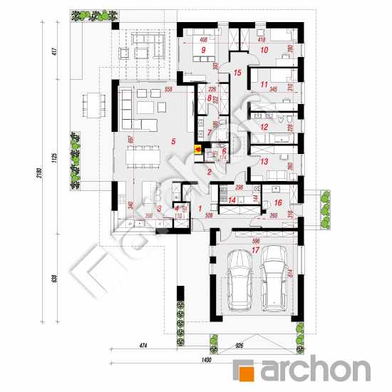 Проект дома ARCHON+ Дом в нигеллах 4 (Г2) План першого поверху