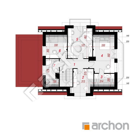 Проект будинку ARCHON+ Будинок в мірабеллі (Г) вер.2 План мансандри