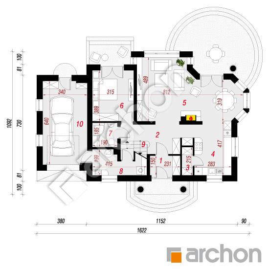 Проект будинку ARCHON+ Будинок в мірабеллі (Г) вер.2 План першого поверху
