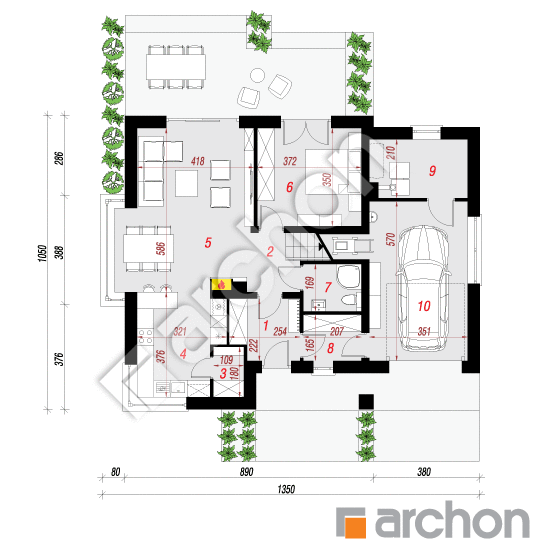 Проект дома ARCHON+ Дом в медовниках План першого поверху