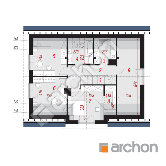 Проект дома ARCHON+ Дом в коммифорах 15 (Г) План мансандри