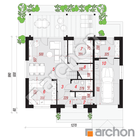 Проект дома ARCHON+ Дом в коммифорах 15 (Г) План першого поверху