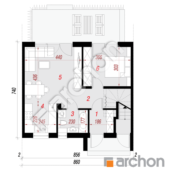 Проект будинку ARCHON+ Будинок в халезіях 3 (Р2С) План першого поверху