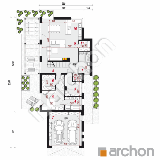 Проект будинку ARCHON+ Будинок в естрагоні 3 (Г2) План першого поверху