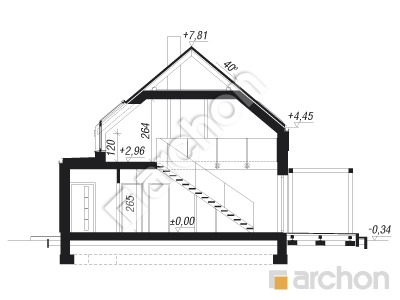 Проєкт будинку ARCHON+ Будинок в естрагоні 3 (Г2) Розріз будинку