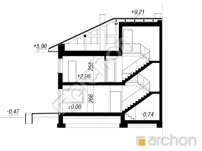 Проект дома ARCHON+ Вилла Юлия 10 (Б) Розріз будинку