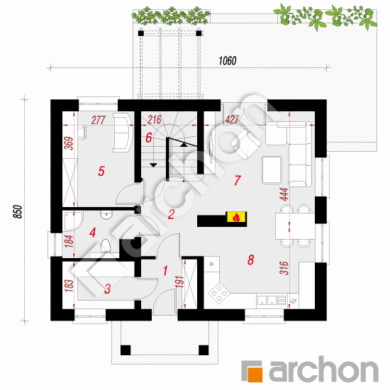 Проект будинку ARCHON+ Будинок в примулах (П) вер.2 План першого поверху
