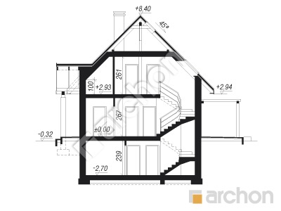 Проект дома ARCHON+ Дом в примулах (П) вер.2 Розріз будинку