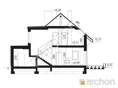Проект дома ARCHON+ Дом под ивой 2 Розріз будинку
