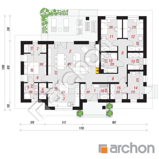 Проект будинку ARCHON+ Будинок в навлоціях План першого поверху