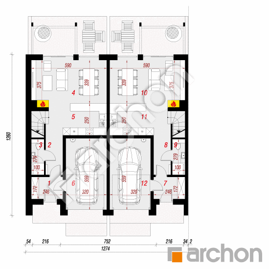 Проект дома ARCHON+ Дом под гинко 12 (ГР2БА) План першого поверху