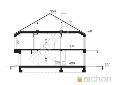 Проект дома ARCHON+ Дом под гинко 12 (ГР2БА) Розріз будинку
