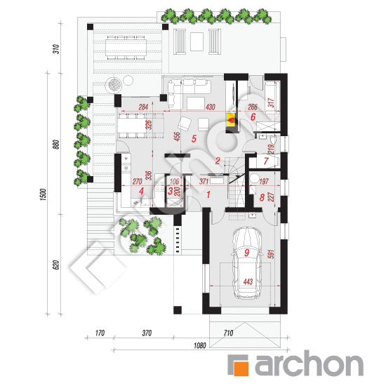 Проект будинку ARCHON+ Будинок в яскерах 4 (Г) План першого поверху