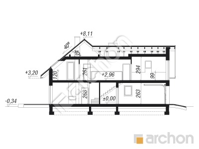 Проект дома ARCHON+ Дом в яскерах 4 (Г) Розріз будинку