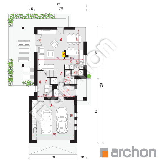 Проект дома ARCHON+ Дом в цитринках (Г2)  План першого поверху