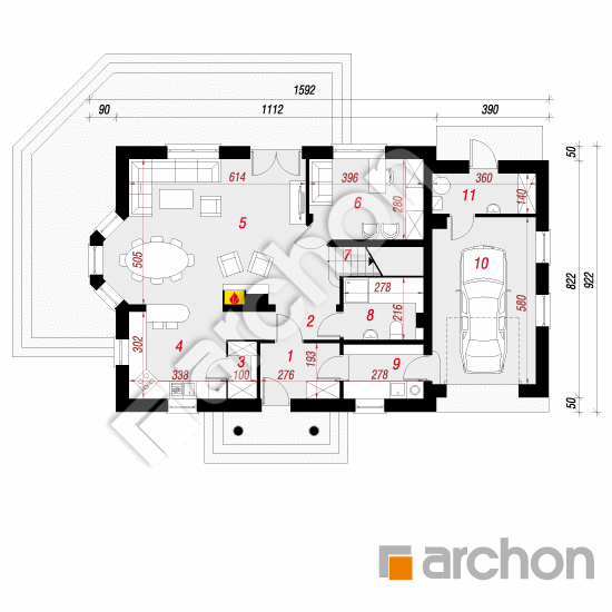 Проект будинку ARCHON+ Будинок в нектаринах 2 TERMO вер.2 План першого поверху