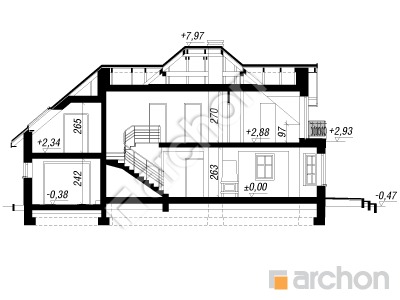 Проект дома ARCHON+ Дом в нектаринах 2 TERMO вер.2 Розріз будинку