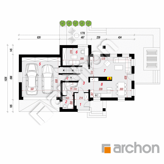 Проект дома ARCHON+ Дом в помело (П) План першого поверху