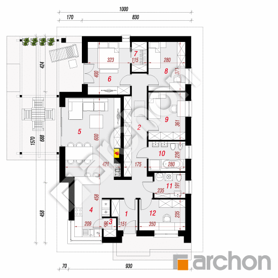 Проект дома ARCHON+ Дом под сверками План першого поверху