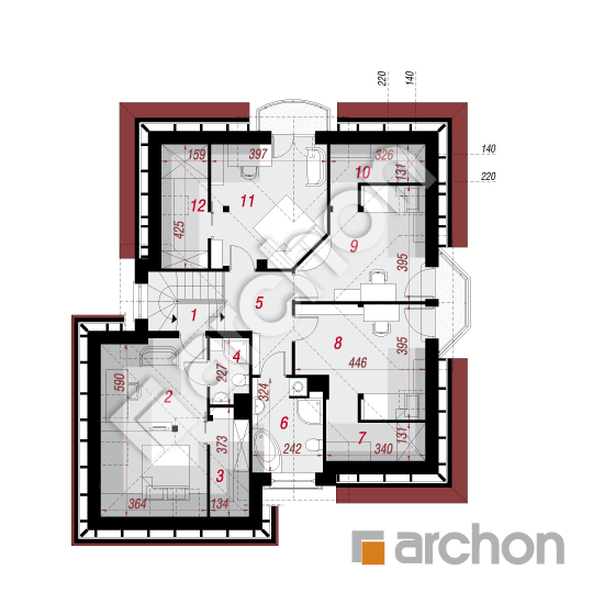 Проект дома ARCHON+ Дом под туями вер.2 План мансандри