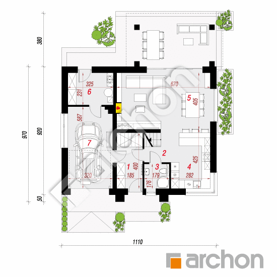 Проект дома ARCHON+ Дом в аурорах 21 (Г) План першого поверху